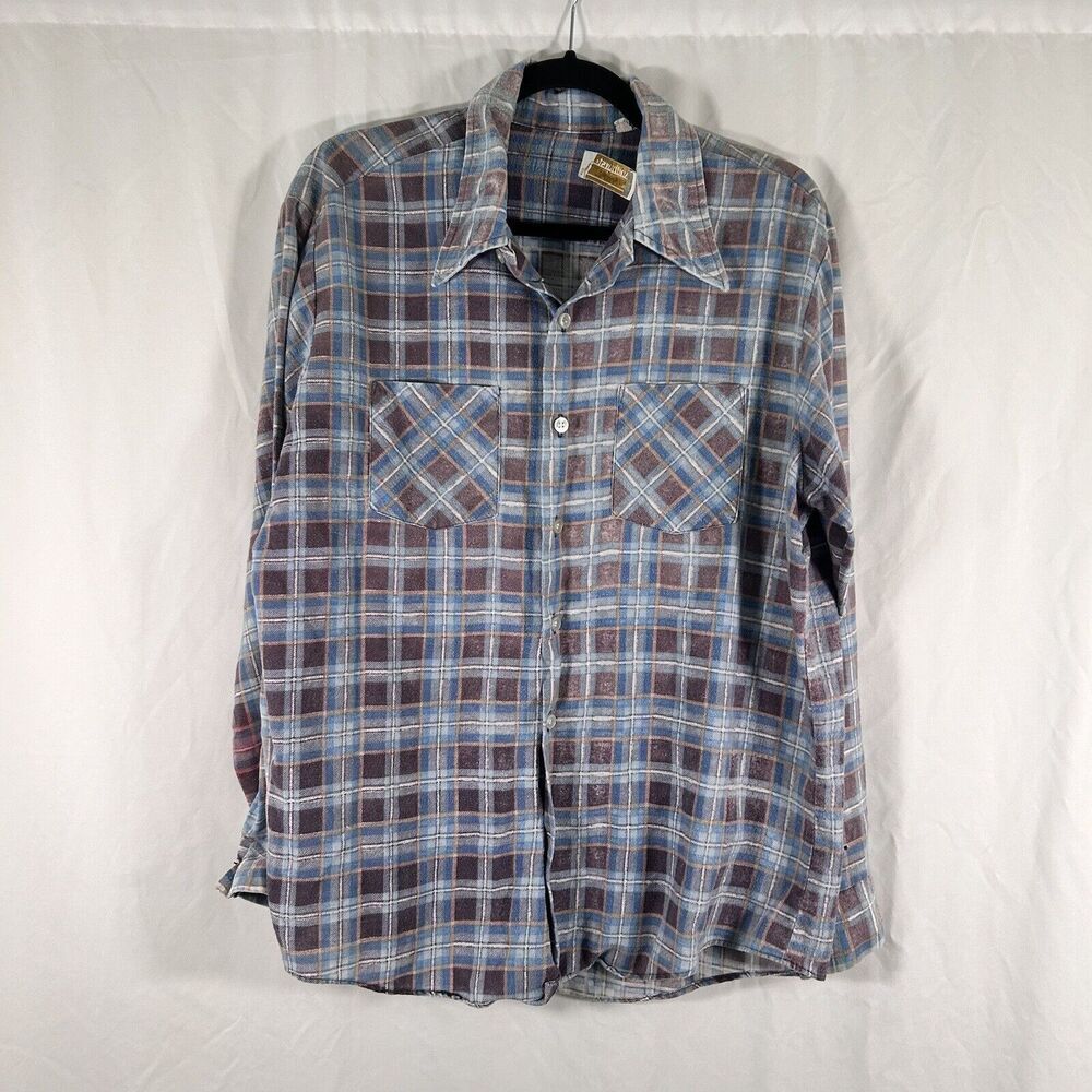 Andhurst Flannel Shirt Men's Large Plaid Button Up Long Sleeve Collared